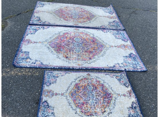 Lot Of 3 Martching Polyester Rugs