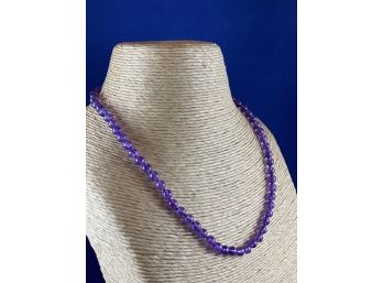 Amethyst Bead Necklace With Sterling Silver Clasp 18'-20'