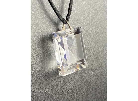 Faceted Crystal Pendant On Satin Cord