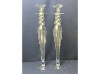 Venitian Glass Candle Sticks Holders, Italy