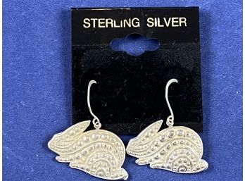 Sterling Silver Rabbit, Bunny Dangle Earrings