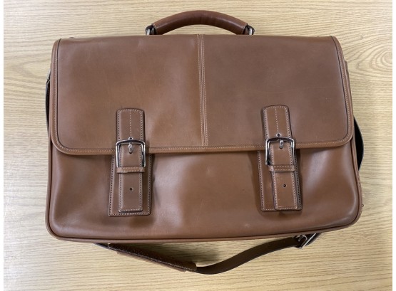 Coach Brown Leather  Messenger Laptop Briefcase Travel Tote Bag, New Condition