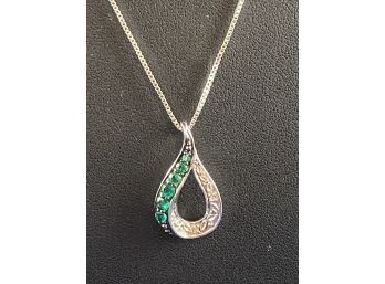 Sterling Silver Box Chain And Pendant, Signed F.D, 18'
