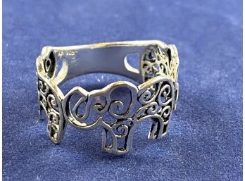 Sterling Silver Elephant Ring, Size 8