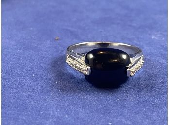 Sterling Silver & Black Onyx Ring, Size 9