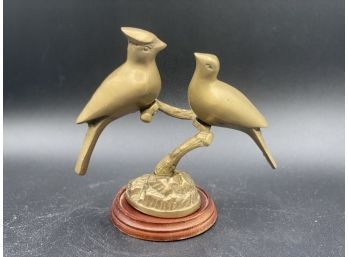 Vintage Solid Brass Love Birds/Cardinal Sitting On The Branch Figurine, Korea