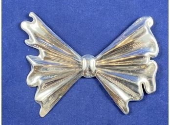 Large Sterling Silver Pin Brooch, Pendant Bow