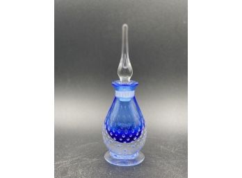 Hand Blown Bubble Glass Perfume Bottle, Blue And White