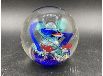 Large Vintage Blown Glass Fish Paperweight