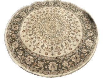 Asian Patterned Poly Round Area Rug 5'1'