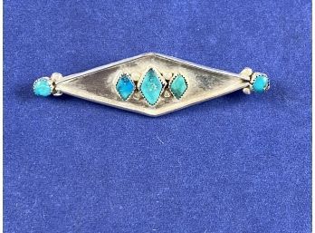 Sterling Silver Turquoise Pin Brooch
