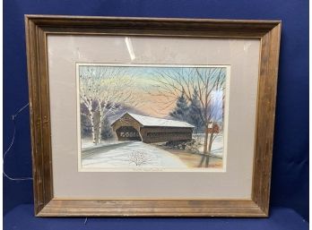 Winter New England, Original Watercolor By Betty Lambo
