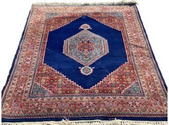 Asian Patterned Wool Rug, Burgandy & Blue 6'2' X 4'