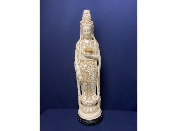 Porcelain Tibetian Godess Statue With Gold Accents