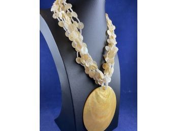 Shell And Seed Bead Necklace, 17'