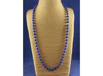 14k Yellow Gold And Lapis Necklace, 27'