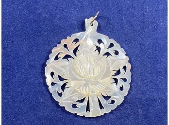 Carved Mother Of Pearl Leaf Pendant