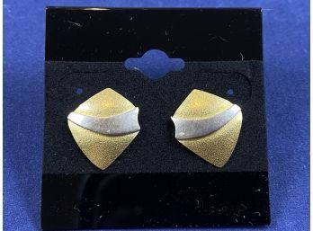 Sterling Silver And 22k Gold Earrings, Signed BB
