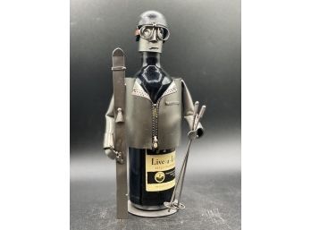 Wine Bottle Metal Skier Made By B&K Steel Sculptures