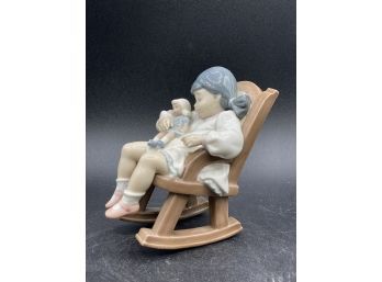 Lladro Naptime Girl In Rocking Chair - Retired