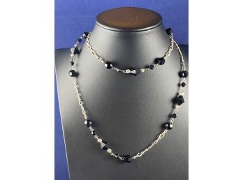 Sterling SIlver And Black Onyx Necklace, 28'
