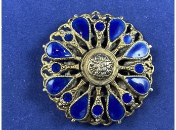 Vintage FREIRICH Pin Brooch - Layered Filigree Elements - Hand Enameling