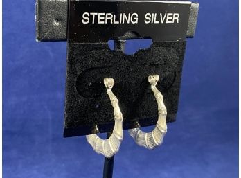 Sterling Silver Hoop Bamboo Style Earrings