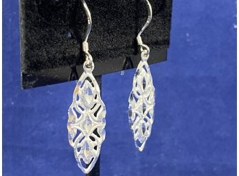 Sterling Silver Diamond Cut Dangle Earrings