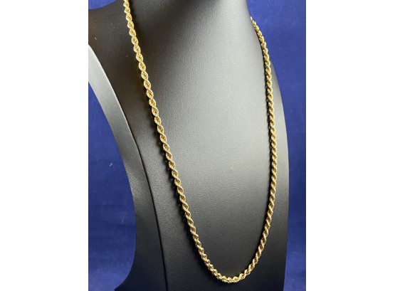 14K Yellow Gold Rope Necklace, 24'