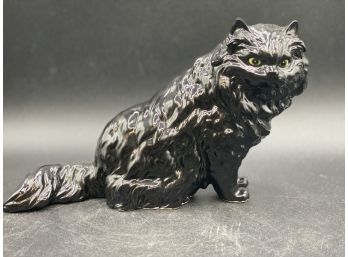 Vintage Shafford Porcelain Cat Black Persian