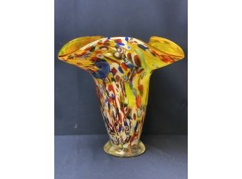 Large Multicolored Murano Or Murano Style Glass Vase