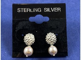 Sterling SIlver Pearl Drop Earrings