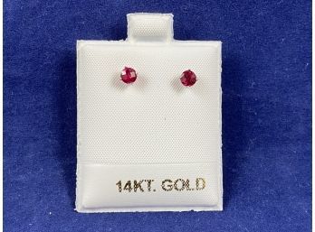 14K Yellow Gold Ruby Stud Earrings
