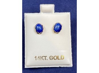14K Yellow Gold Linde Star Sapphire Earrings