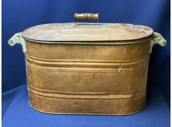 Rustic Large Copper Bin To Store Firewood