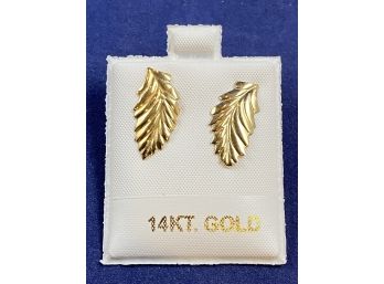 14K Yellow Gold Leaf Earrings