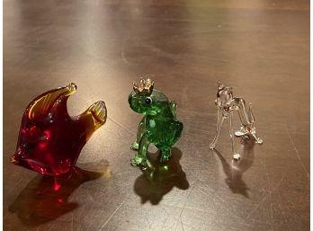 Lot Of Three Miniature Glass Animals