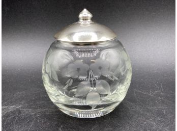 Etched Jelly Jar With Sterling Silver Lid