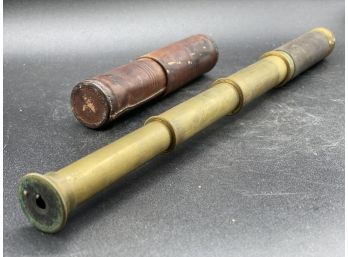 Antique Pocket Telescope In Leather Case