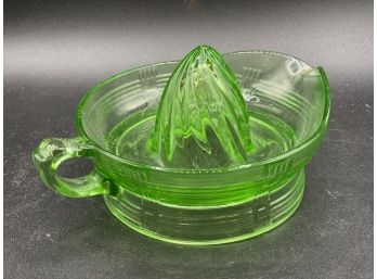 Uranium Green Glass Orange Juicer Dish, Glows Under Blacklight