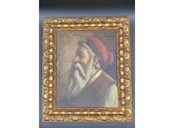 Oil Painting On Board, Man Smoking A Pipe, Signed G. Franco?