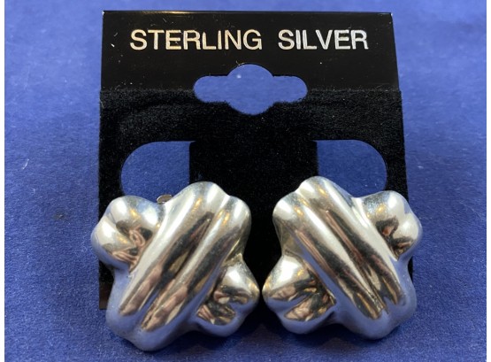 Sterling Silver Clip On X Cross Earrings