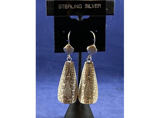 Sterling SIlver Etched India Dangle Earrings