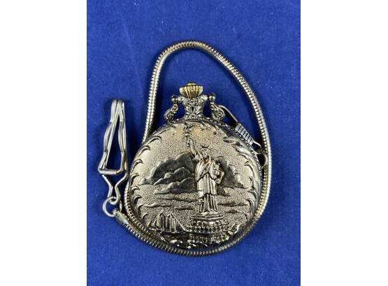 Statue Of Liberty, Limited Edition Commemorative Quartz Pocket Watch, 1886-1996