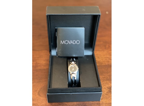 Movado Women's Amorosa Stainless Steel Black Dial Watch, New In Box