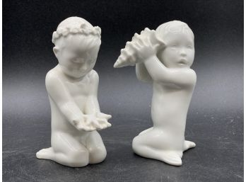 Vintage B&G Bing & Grondahl Porcelain Mermaid Babies With Sea Shell  And Star Fish #2264 #2265