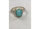 Sterling SIlver Ring With Oval Turquoise Stone  Size 5.5