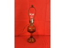 Heavy Amber Glass Oil Lantern Converted To Electric