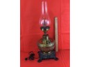 Large Brass & Cast Iron Converted Oil Lantern