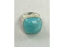 Sterling SIlver Ring With Large Turquoise Stone - Size 6.5